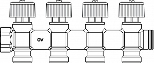 Распределительный коллектор Oventrop Multidis R ¾" х ¾", 4 выхода(ов) (с запорными вентилями)